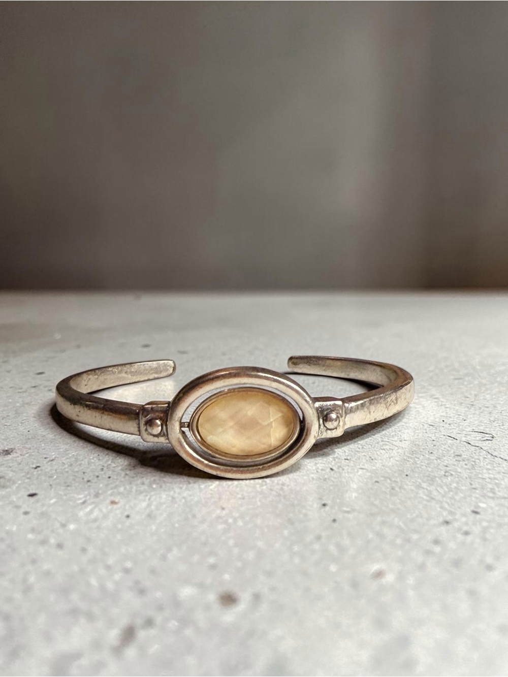 Sterling Silver Cuff Bracelet with Champagne Stone